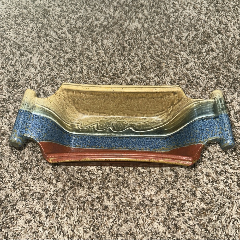 Allen Monsarrat Vintage Hand Thrown Studio Art Pottery Bread Pan Signed